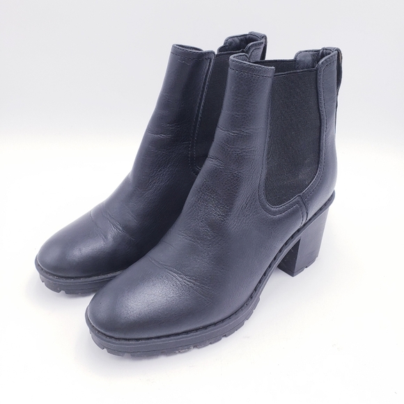 Vince Leather Chelsea Boot Lug Sole Platform Henderson Water-Resistant Black 9 - Picture 2 of 11